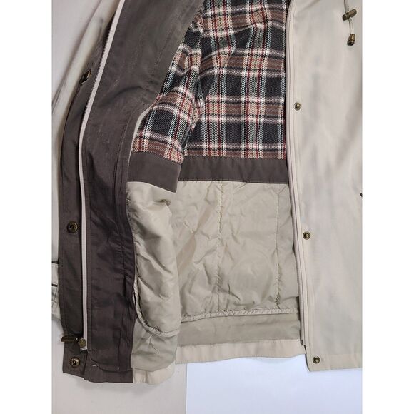 BRAEFAIR XS Tan All-Weather Jacket Hooded Plaid Lined Anorak Coat - Picture 4 of 10